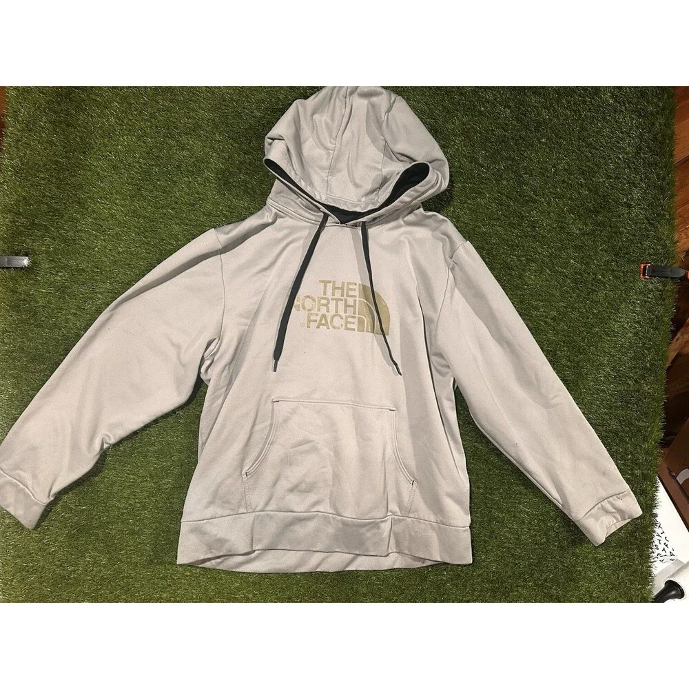 The North Face XL Beige Logo Hoodie Men’s Pullover Sweatshirt